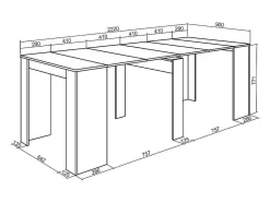 Mesa Consola Extensivel, 220, Para 10 Péssoas, Mesa De Jantar, Branco