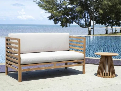 Mesa De Apoio De Jardim Em Teca D. 50 Cm Natural Claro - Triani
