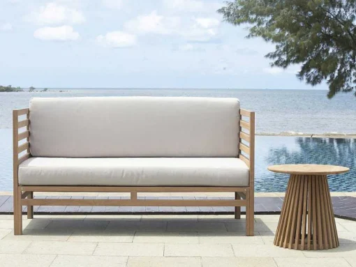 Mesa De Apoio De Jardim Em Teca D. 50 Cm Natural Claro - Triani
