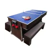Mesa De Bilhar 7 Pés Multijogo Vermelho Air Hockey + Ping Pong - Stark Com Bancos