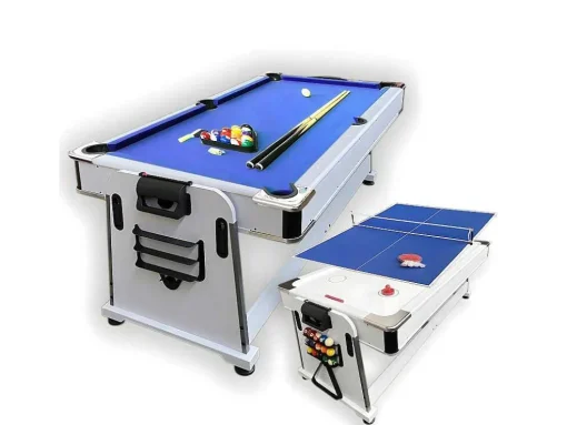 Mesa De Bilhar 7 Pés Multijogo Azul Air Hockey + Ping Pong - Stark White