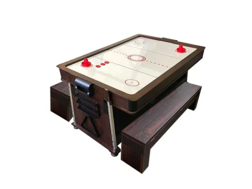 Mesa De Bilhar 7 Pés Multijogo Vermelho Air Hockey + Ping Pong - Stark Com Bancos