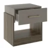 Mesa De Cabeceira Bodil - 1 Gaveta - Taupe E Castanho