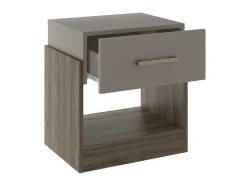 Mesa De Cabeceira Bodil - 1 Gaveta - Taupe E Castanho