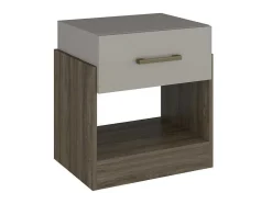 Mesa De Cabeceira Bodil - 1 Gaveta - Taupe E Castanho