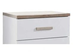Mesa De Cabeceira Com 2 Gavetas Branco E Natural - Skaido