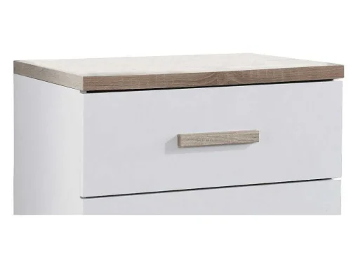 Mesa De Cabeceira Com 2 Gavetas Branco E Natural - Skaido