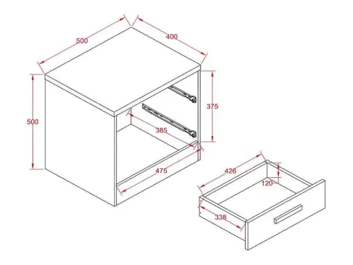Mesa De Cabeceira Com 2 Gavetas Branco E Natural - Skaido