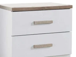 Mesa De Cabeceira Com 2 Gavetas Branco E Natural - Skaido