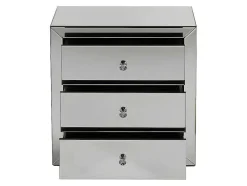 Mesa De Cabeceira Design Glacia -3 Gavetas - Mdf E Espelho