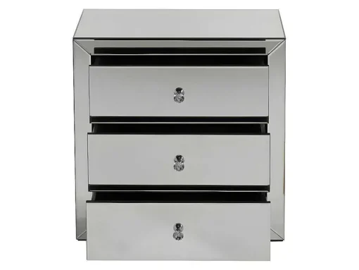 Mesa De Cabeceira Design Glacia -3 Gavetas - Mdf E Espelho