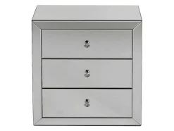 Mesa De Cabeceira Design Glacia -3 Gavetas - Mdf E Espelho