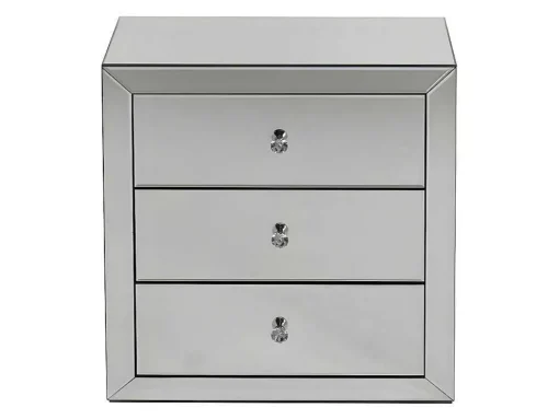 Mesa De Cabeceira Design Glacia -3 Gavetas - Mdf E Espelho
