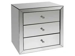 Mesa De Cabeceira Design Glacia -3 Gavetas - Mdf E Espelho