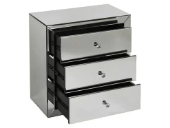 Mesa De Cabeceira Design Glacia -3 Gavetas - Mdf E Espelho