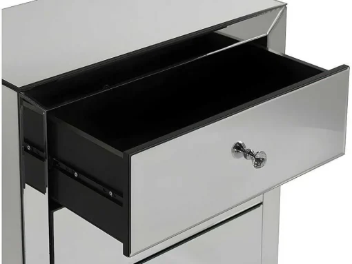 Mesa De Cabeceira Design Glacia -3 Gavetas - Mdf E Espelho