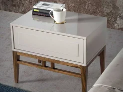 Mesa De Cabeceira Em Mdf Lacada Em Niebla Brillo 7035