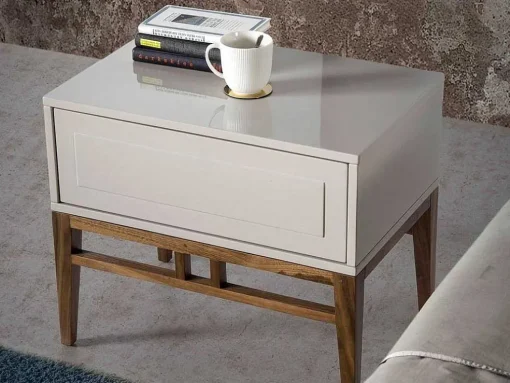 Mesa De Cabeceira Em Mdf Lacada Em Niebla Brillo 7035