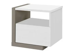 Mesa De Cabeceira Escandinava Napoli - 1 Gaveta - Branco E Cinzento