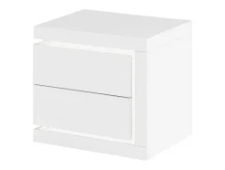 Mesa De Cabeceira Lado Direito Com 2 Gavetas, Com Leds, Lacado A Branco - Flarancia