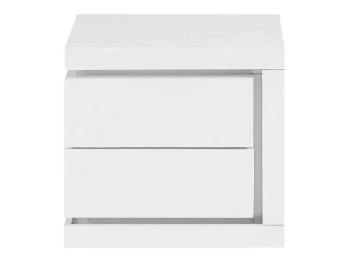 Mesa De Cabeceira Lado Direito Com 2 Gavetas, Com Leds, Lacado A Branco - Flarancia