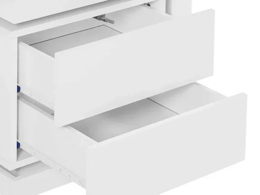 Mesa De Cabeceira Lado Direito Com 2 Gavetas, Com Leds, Lacado A Branco - Flarancia