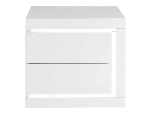 Mesa De Cabeceira Lado Direito Com 2 Gavetas, Com Leds, Lacado A Branco - Flarancia