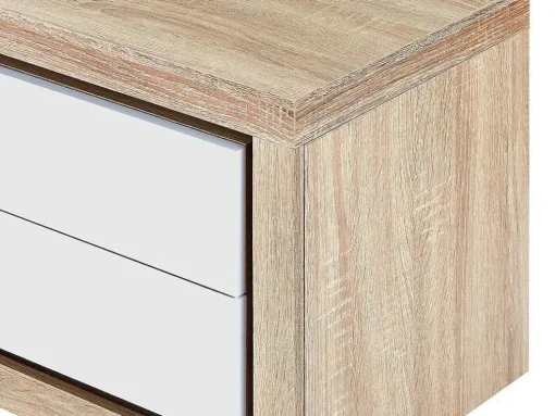 Mesa De Cabeceira Lado Direito Com 2 Gavetas, Com Leds, Lacado A Branco E Natural - Flarancia