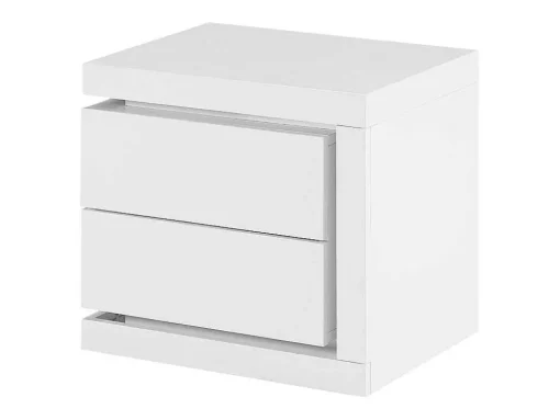 Mesa De Cabeceira Lado Direito Com 2 Gavetas, Com Leds, Lacado A Branco - Flarancia