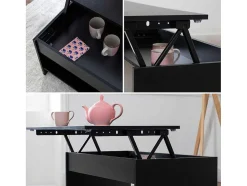 Mesa De Cafe Com Tampo Levantado, Hedda Preto