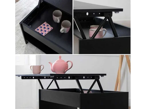 Mesa De Cafe Com Tampo Levantado, Hedda Preto