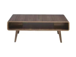 Mesa De Cafe Em Madeira Folheada De Nogueira Com Porta-Revistas Central. 2021