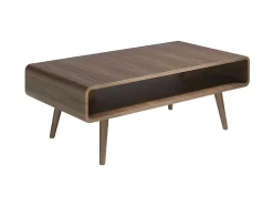 Mesa De Cafe Em Madeira Folheada De Nogueira Com Porta-Revistas Central. 2021