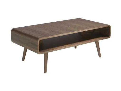 Mesa De Cafe Em Madeira Folheada De Nogueira Com Porta-Revistas Central. 2021