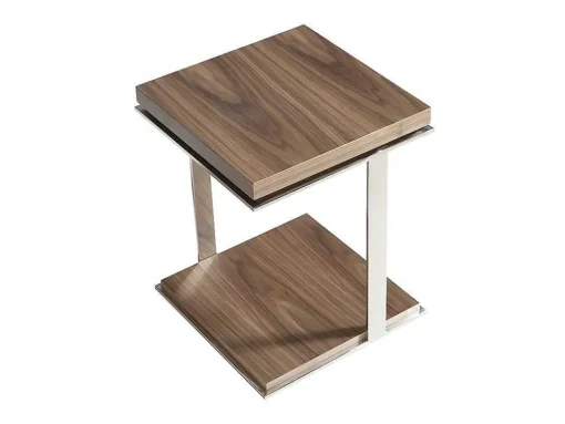 Mesa De Canto Com Tampos De Madeira Folheada A Nogueira 2038