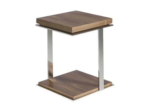 Mesa De Canto Com Tampos De Madeira Folheada A Nogueira 2038