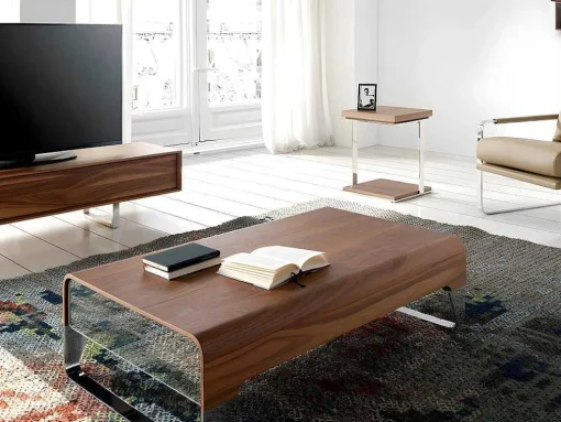 Mesa De Canto Com Tampos De Madeira Folheada A Nogueira 2038