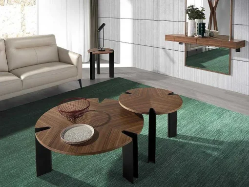 Mesa De Canto Em Nogueira E Aco Preto 2117
