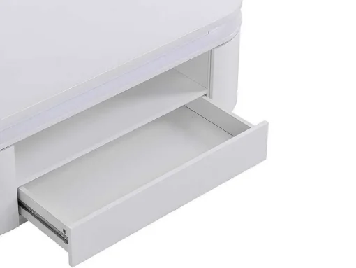 Mesa De Centro 4 Portas E 1 Gaveta Com Leds Em Mdf Lacado A Branco - Vandana