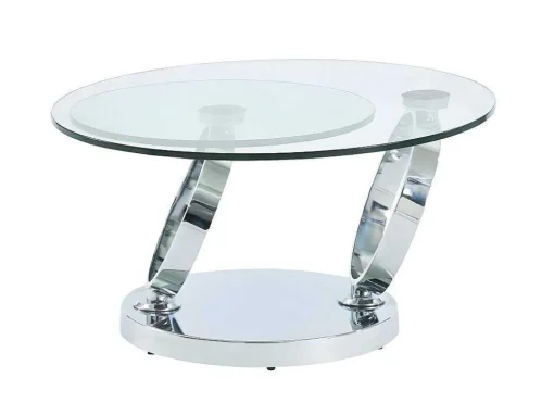 Mesa De Centro Com Tampos Giratorios Joline - Vidro Temperado E Metal