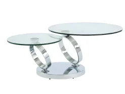 Mesa De Centro Com Tampos Giratorios Joline - Vidro Temperado E Metal
