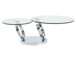 Mesa De Centro Com Tampos Giratorios Joline - Vidro Temperado E Metal