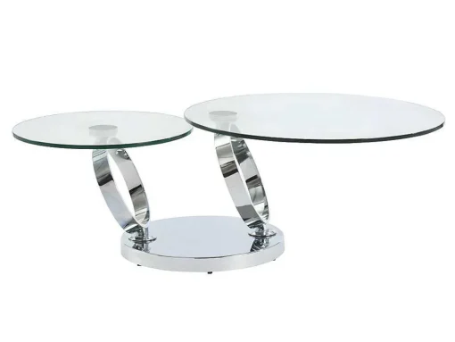 Mesa De Centro Com Tampos Giratorios Joline - Vidro Temperado E Metal