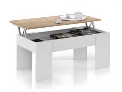 Mesa De Centro Elevatoria Elise Branca Com Cambria, Sua Combinacao De Funcionalidade E Design Ideal Para Sua Casa