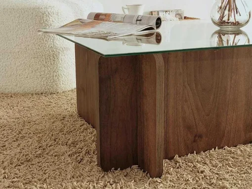 Mesa De Centro Em Vidro Temperado Natural E Transparente - Azra