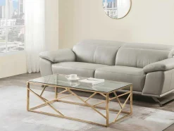 Mesa De Centro Em Vidro Temperado E Aco Cromado Disponivel Em Dourado - Athena De Pascal Morabito