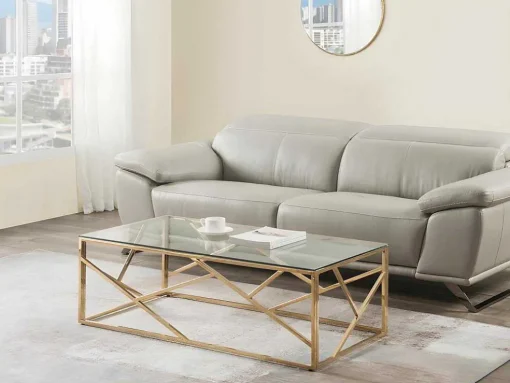 Mesa De Centro Em Vidro Temperado E Aco Cromado Disponivel Em Dourado - Athena De Pascal Morabito