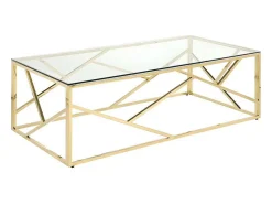 Mesa De Centro Em Vidro Temperado E Aco Cromado Disponivel Em Dourado - Athena De Pascal Morabito