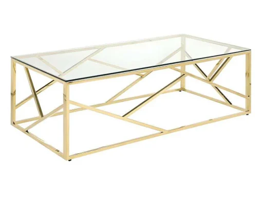 Mesa De Centro Em Vidro Temperado E Aco Cromado Disponivel Em Dourado - Athena De Pascal Morabito
