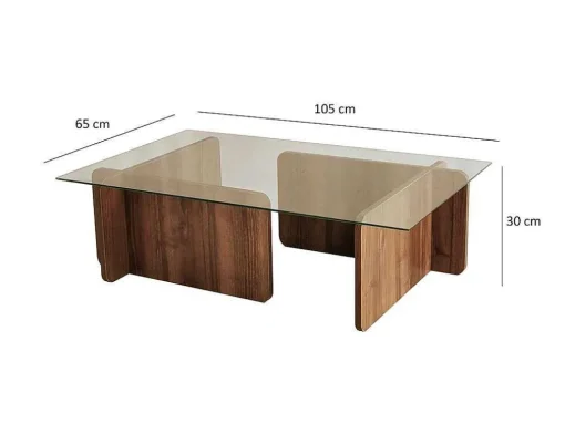 Mesa De Centro Em Vidro Temperado Natural E Transparente - Azra